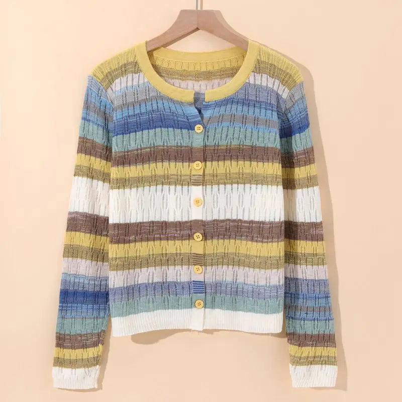 Levoire | Gilet Rayé Style Vintage Jaune Taille unique