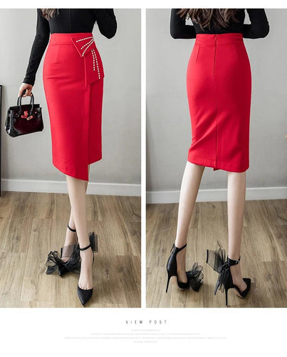 Levoire | Femmes Automne Patchwork Jupe Taille Haute