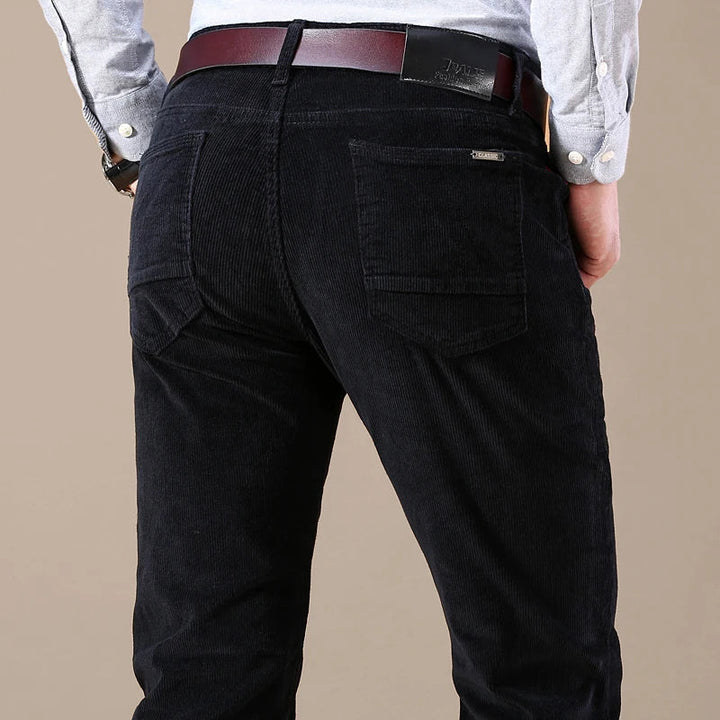 Levoire | Pantalons En Velours Côtelé Élastiques Pour Hommes Noir