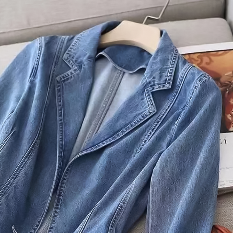Levoire | Veste En Denim Simple À Manches Longues Avec Bouton