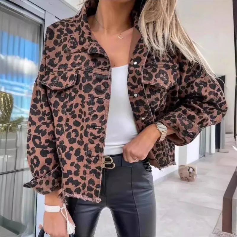 Levoire | Veste En Jean À Motif Léopard Braun