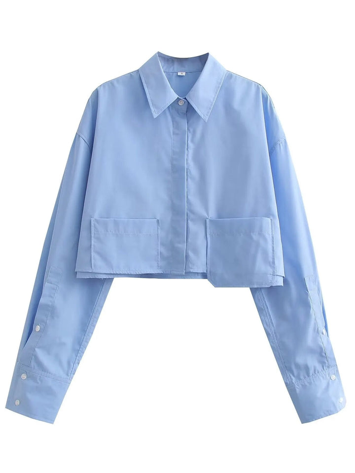 Levoire | Chemisier Court Grande Taille Bleu