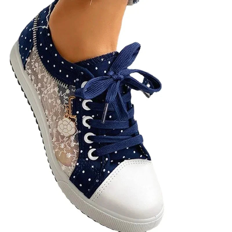 Levoire | Chaussures À Lacets Bleues Tendance En Toile Pour Un Usage Quotidien Confortable