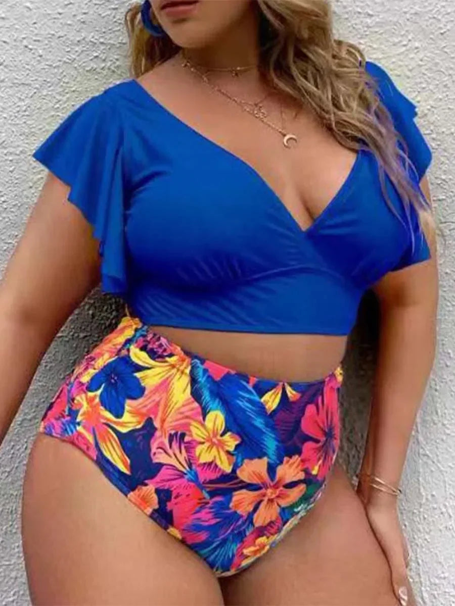 Levoire | Ensemble Bikini Rétro Grande Taille Bleu