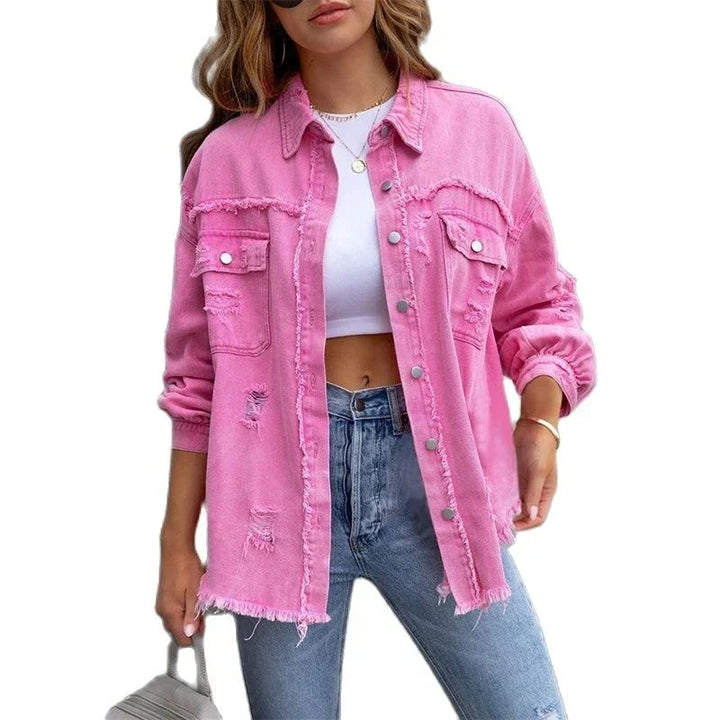Levoire | Veste En Jean Décontractée Grande Taille Rosa