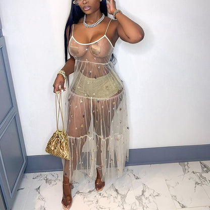 Levoire | Nettostjerne Spaghetti-Bretelles Maxi-Robes Beige