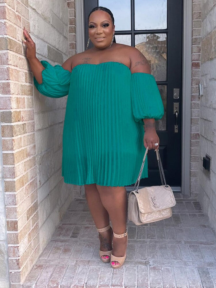 Levoire | Robe Sans Manches En Chiffon À Épaules Dénudées Plissée Vert