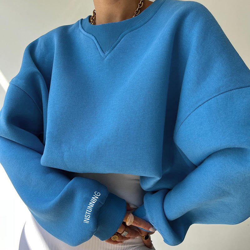 Levoire | Pull Col Rond Oversized À Manches Longues Bleu