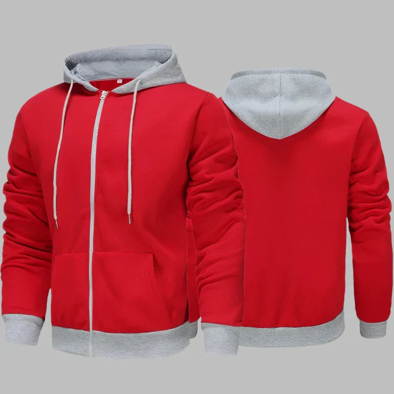 Levoire | Sweat À Capuche Pour Hommes Confortable Avec Fermeture Éclair Pour Le Quotidien Rot-Gris