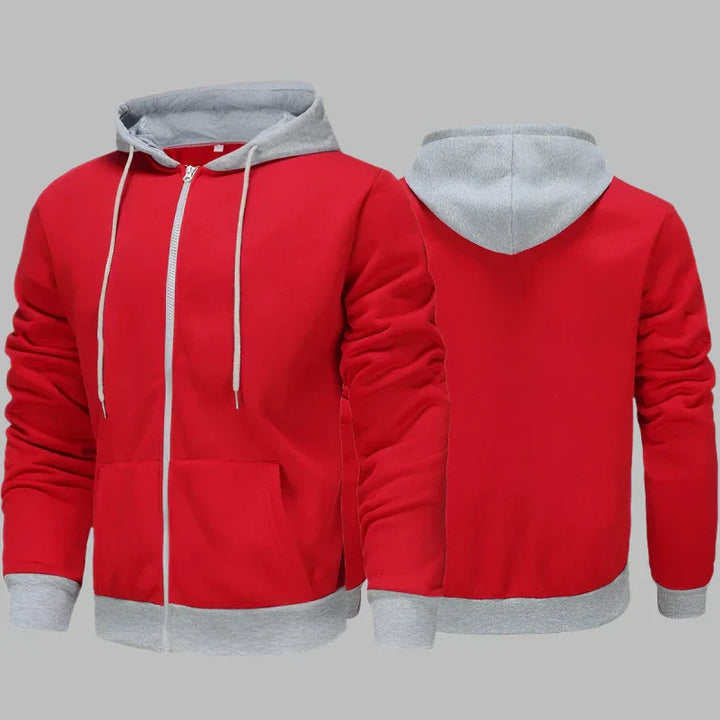Levoire | Sweat À Capuche Pour Hommes Confortable Avec Fermeture Éclair Pour Le Quotidien Rot-Gris