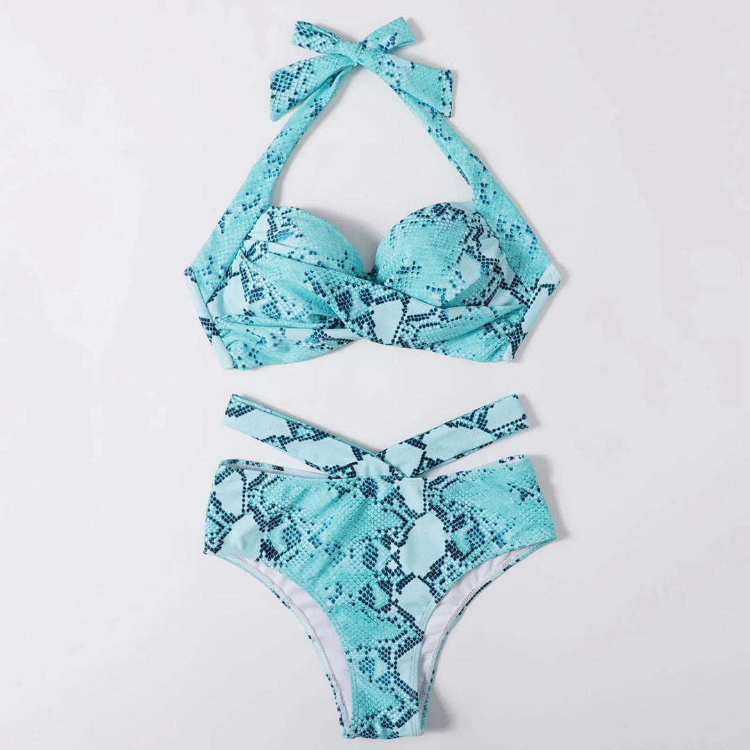 Levoire | Bikini Froncé Imprimé Serpent Bleu