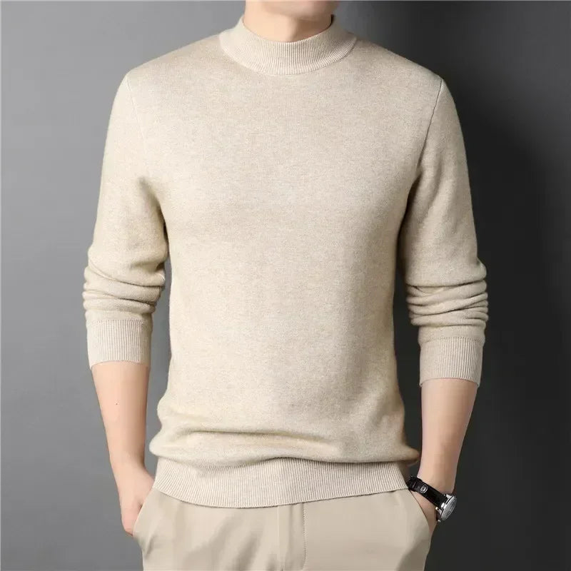 Levoire | Pull Pour Hommes Avec Col Roulé En Cachemire Doux Beige