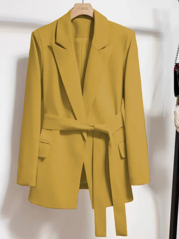 Levoire | Blazer Élégant Avec Ceinture Pour Un Look Moderne Jaune citron
