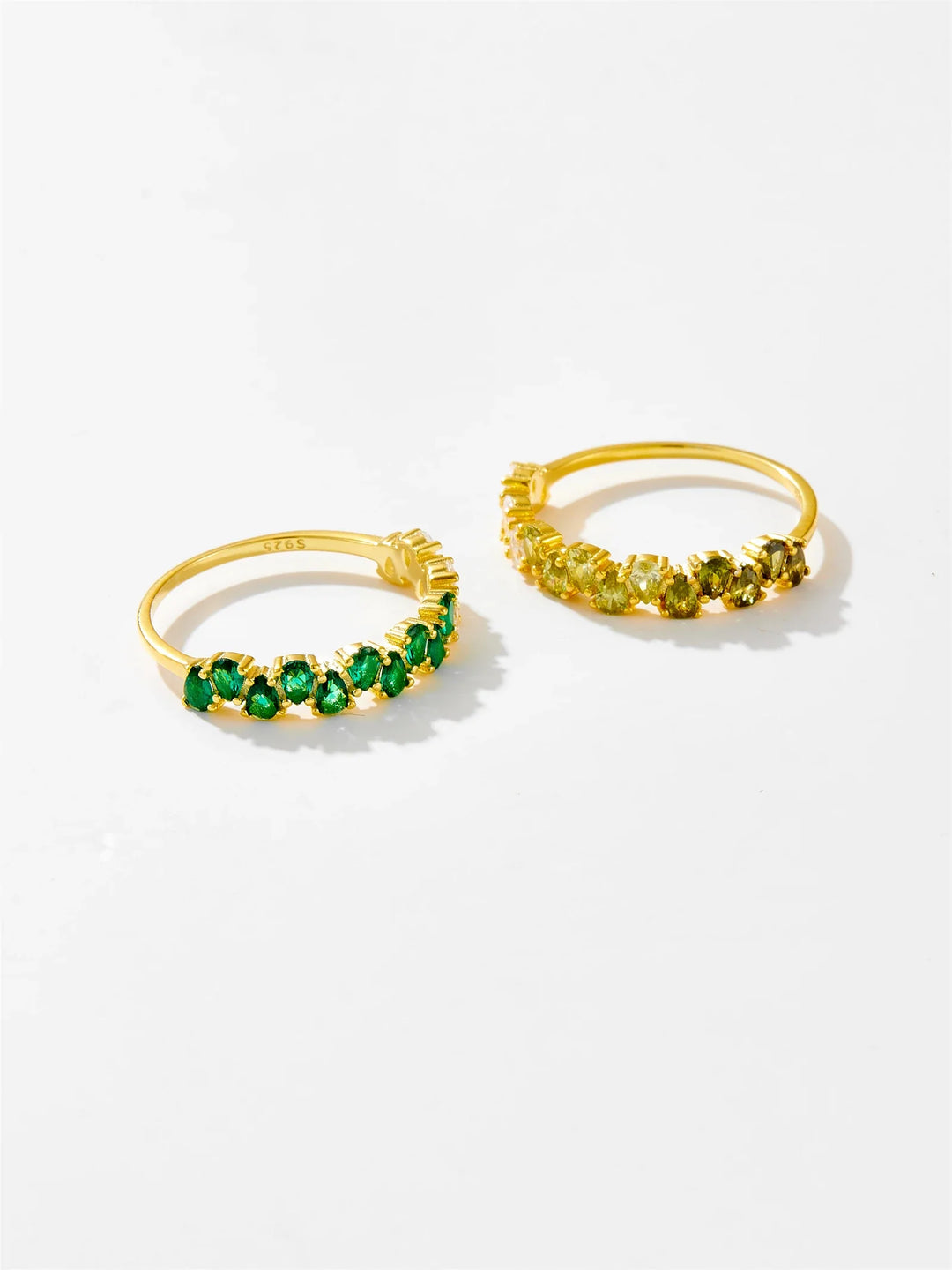 Levoire | Argent Sterling Coloré Vert Cz Zircon Brillant Bague