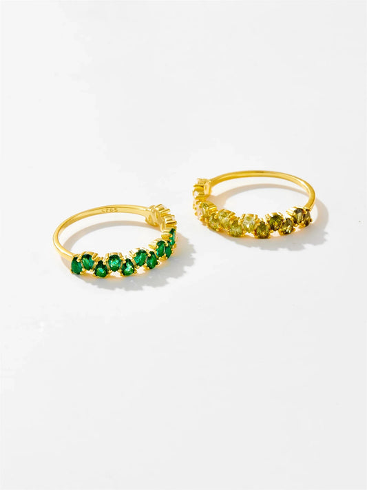 Levoire | Argent Sterling Coloré Vert Cz Zircon Brillant Bague