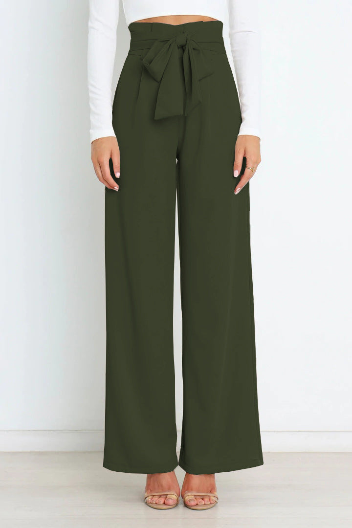 Levoire | Pantalon Élégant À Jambe Large Vert armée