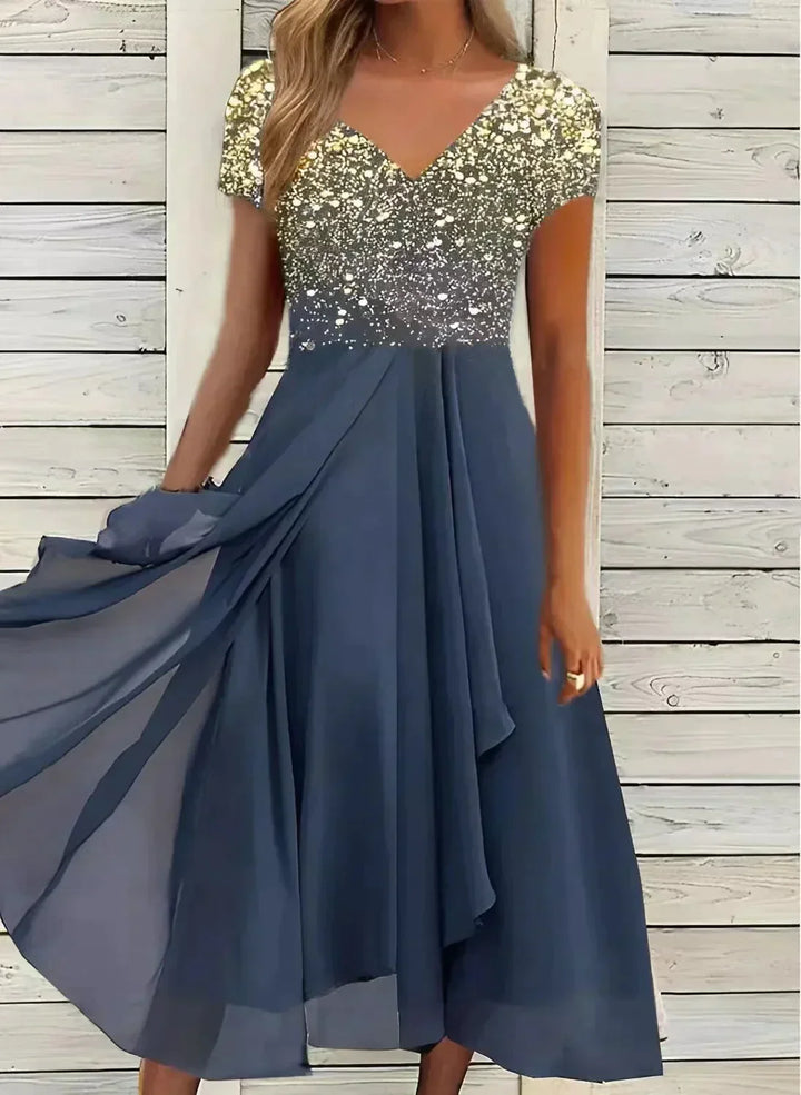 Levoire | Robe Pour Femmes En Chiffon Or Bleu