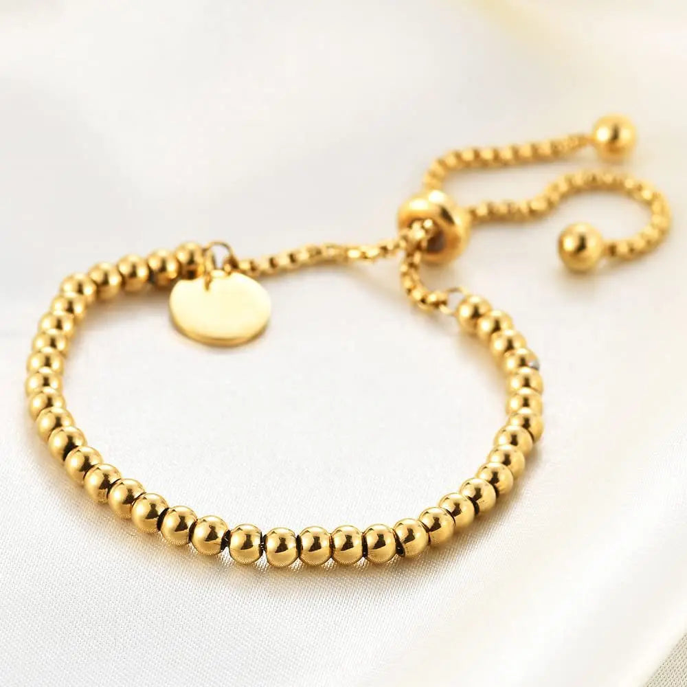 Levoire | Bracelet En Acier Avec Perles Dorées