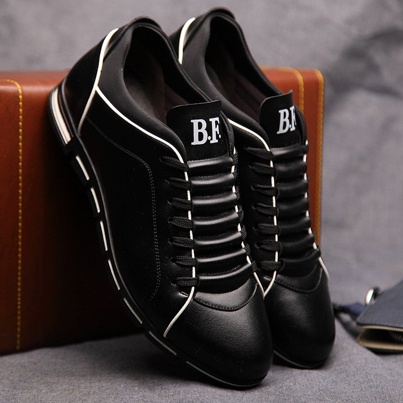 Levoire | Baskets de luxe pour hommes en cuir perforé et semelle contrastante Noir