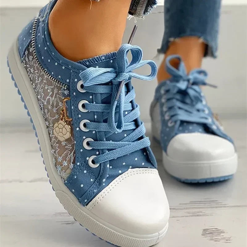 Levoire | Chaussures À Lacets Bleues Tendance En Toile Pour Un Usage Quotidien Confortable Himmlischblau