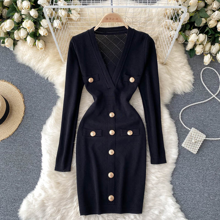 Levoire | Robe Portefeuille Tricotée Bureau Noir Une taille