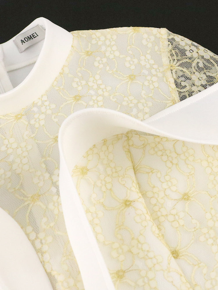 Levoire | Dentelle Col Haut Robe D'Été Bodycon Maxi Robe