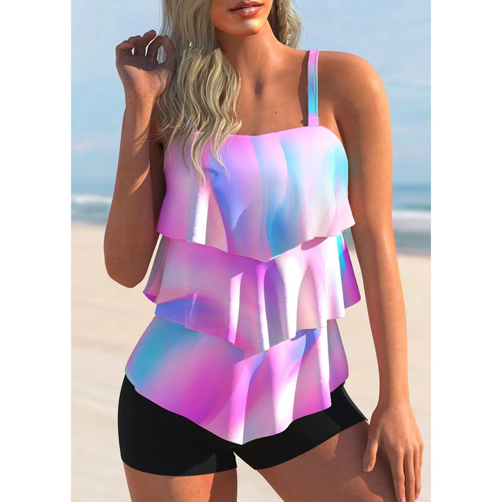 Levoire | Maillot De Bain Bleu D'Été Avec Imprimé Rose