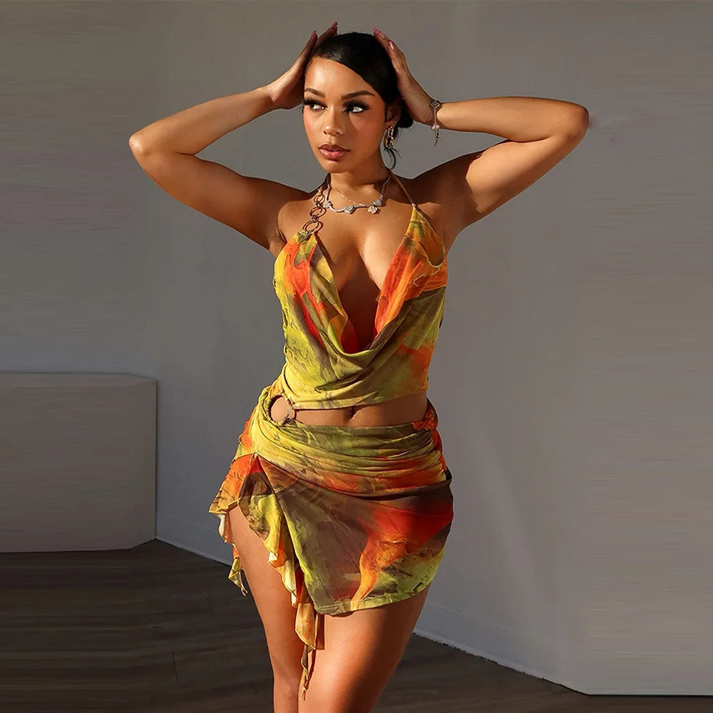 Levoire | Imprimé Sans Manches Courte Mini Robe