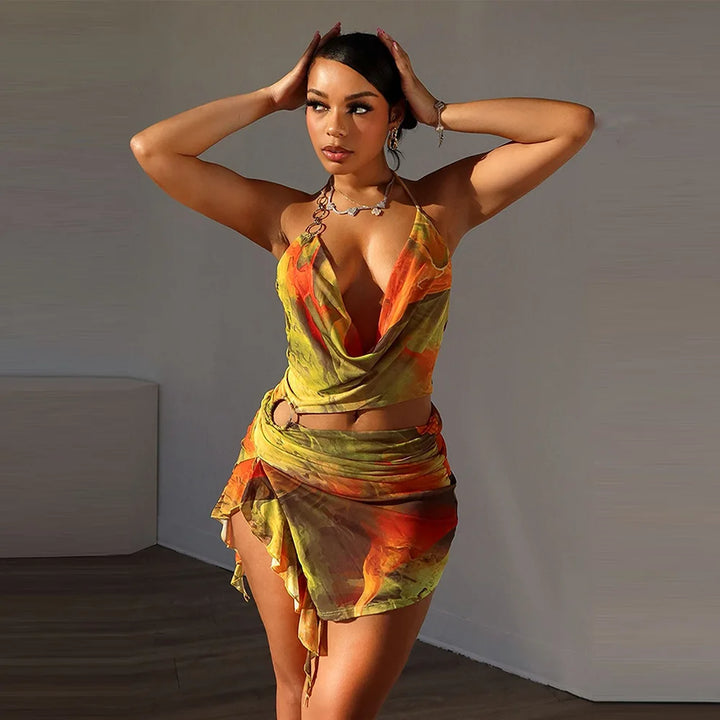 Levoire | Imprimé Sans Manches Courte Mini Robe