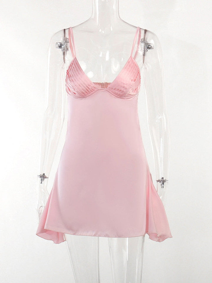 Levoire | Velours Spaghetti Dip V-Sans Manches Mini Robes