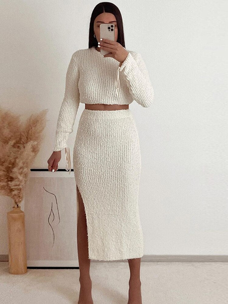 Levoire | Mon Synthétique Fourrure Topper & Robes Maxi Taille Haute Ensemble Ensemble