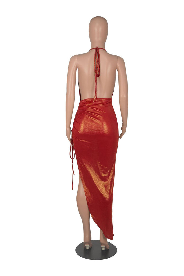 Levoire | Top À Dos Ouvert En Paillettes Fente Haute Robe Froncée Narbinding