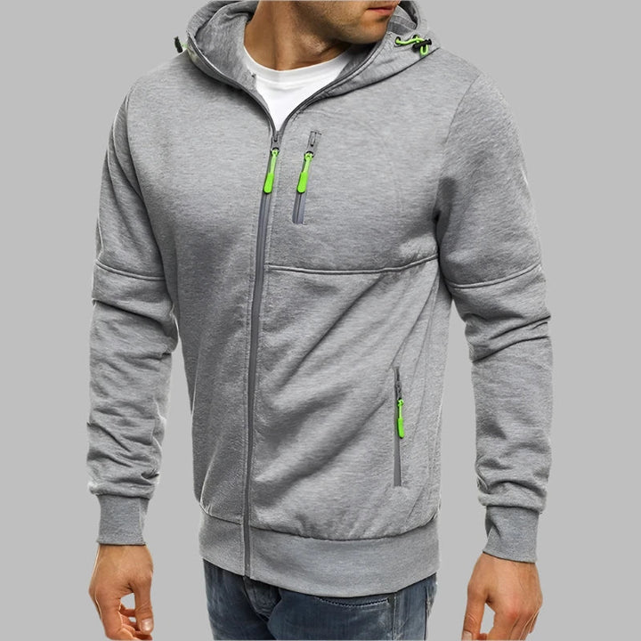 Levoire | Sweat À Capuche Décontracté Pour Hommes Avec Fermeture Éclair Gris clair