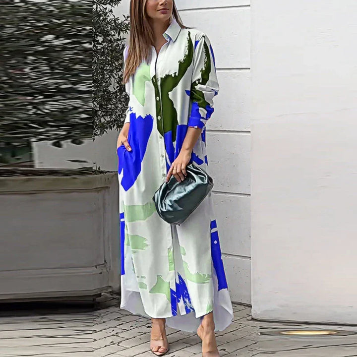Levoire | Robe Élégante Coupe Cintrée Blanc & Tummansininen