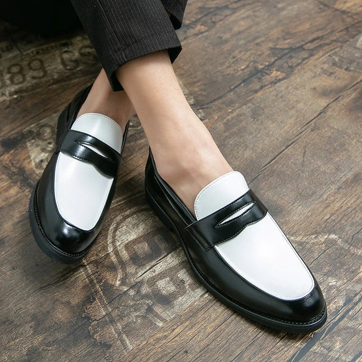 Levoire | Mocassins Pour Hommes En Cuir Noir Et Blanc