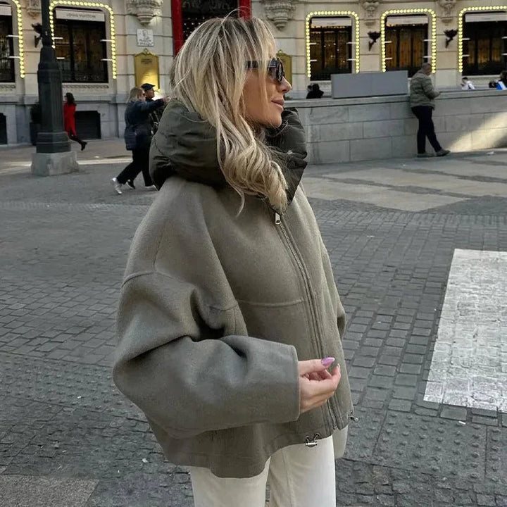 Levoire | Grande Taille Fermeture Éclair Sweat À Capuche Veste Vert
