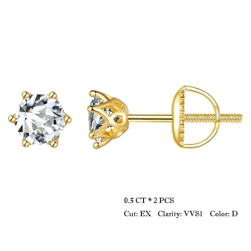 Levoire | Boucles Moissanite S925 Or 0.5CT X 2