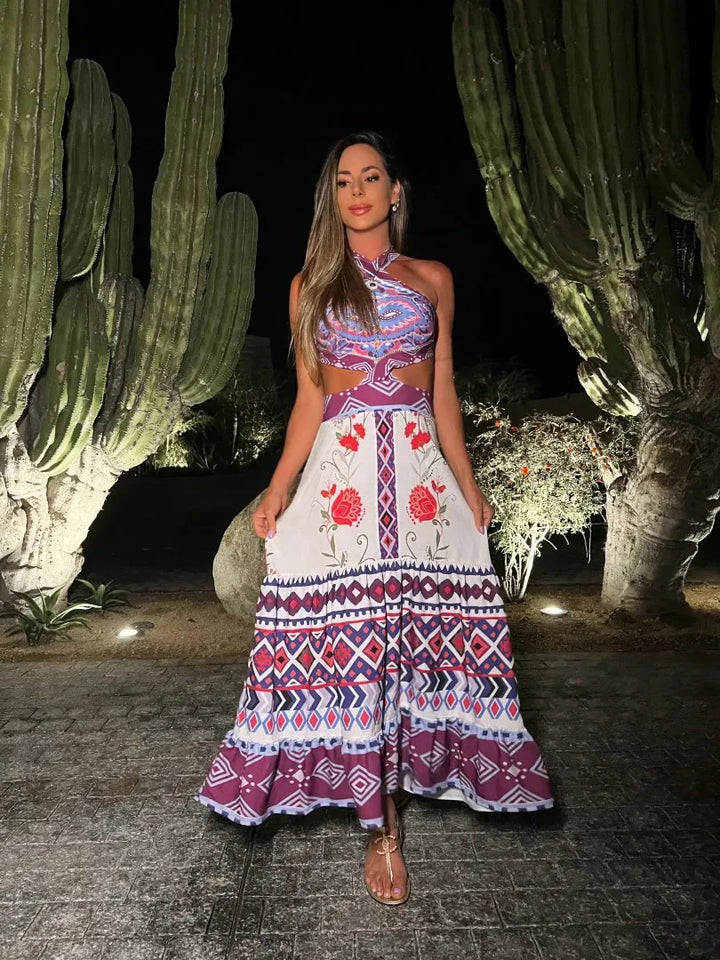 Levoire | Robe Imprimée Style Boho Lilas