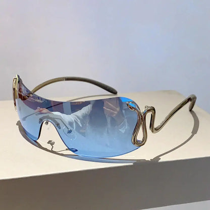Levoire | Y2K Grande Taille Lunettes De Soleil Années 2000 Bleu