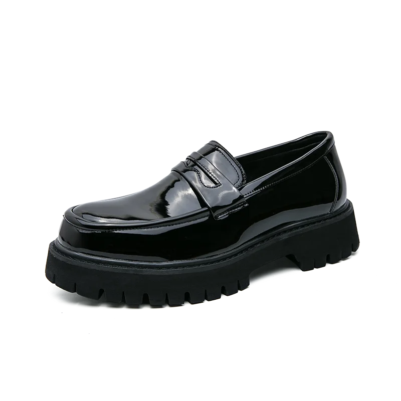 Levoire | Premium Affaires Hommes Mocassins Semelle Élevée noir brillant