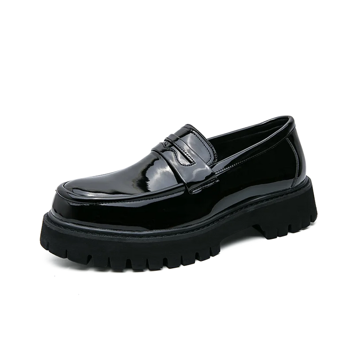 Levoire | Premium Affaires Hommes Mocassins Semelle Élevée noir brillant