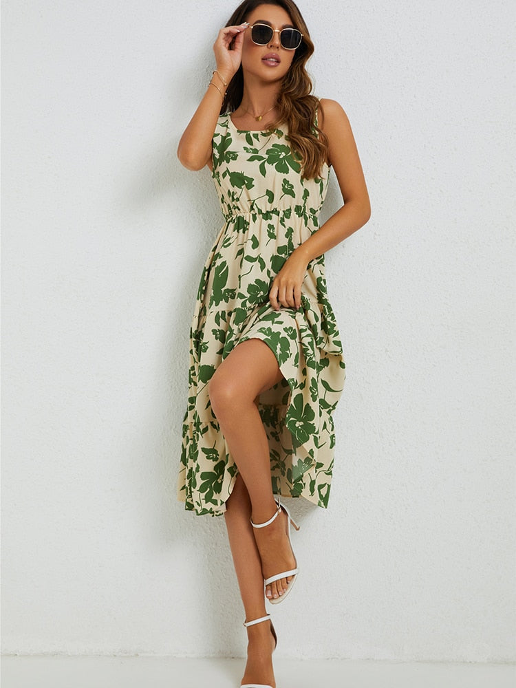 Levoire | Robe Midi À Fleurs Coupe Elegante Femmes