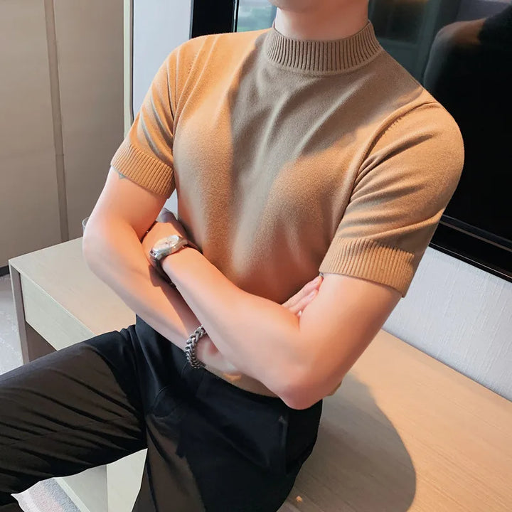 Levoire | Pull Homme Doux À Manches Courtes Khaki