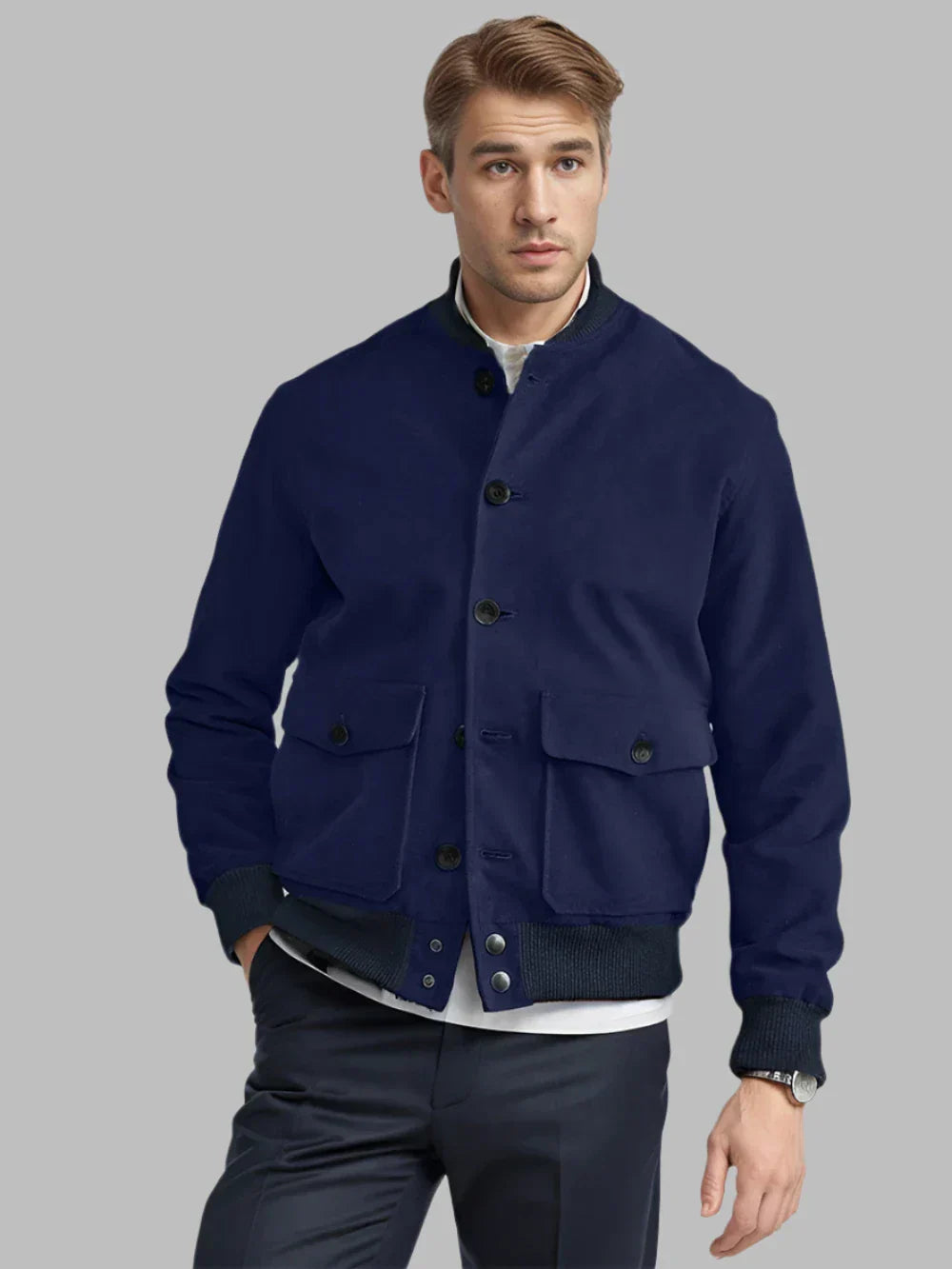 Levoire | Veste De Transition Matelassée Décontractée Pour Hommes Bleu marine