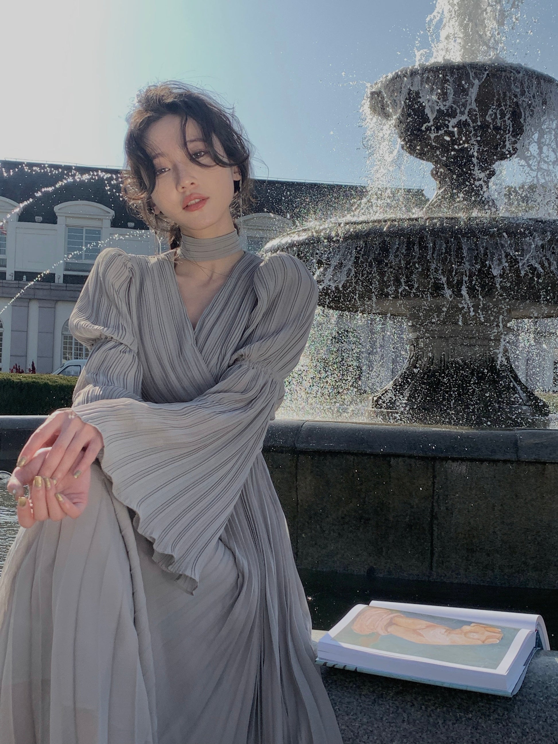 Levoire | Robe Maxi Plissée Vintage Sans Manches