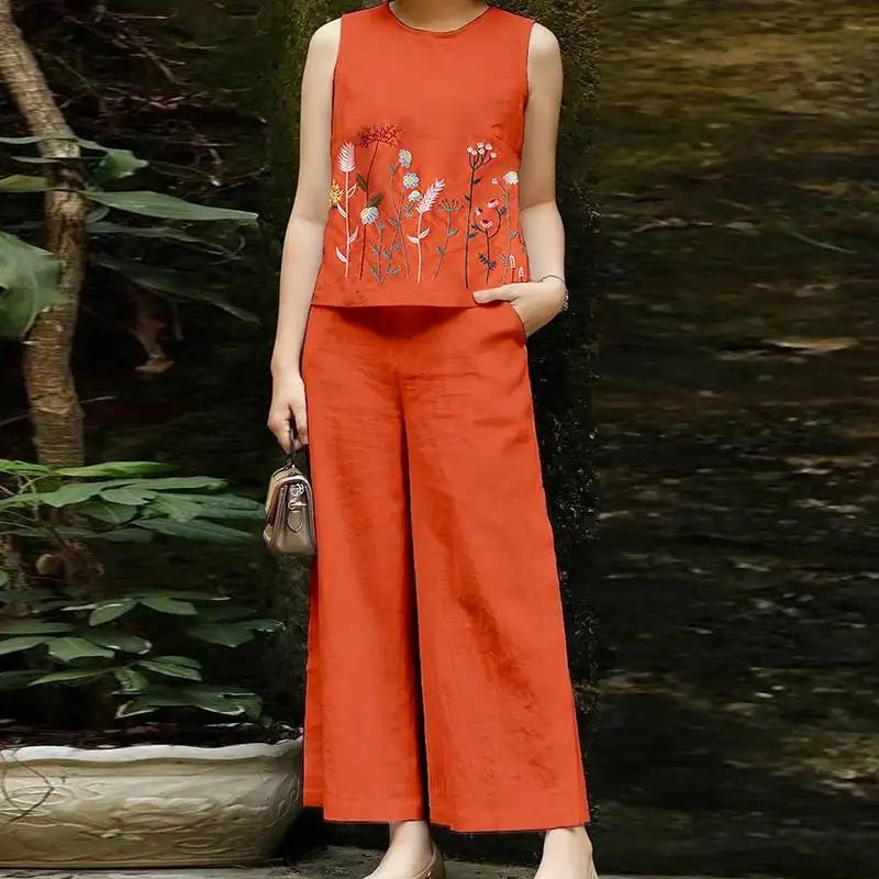 Levoire | Ensemble Assorti Avec Des Fleurs Orange