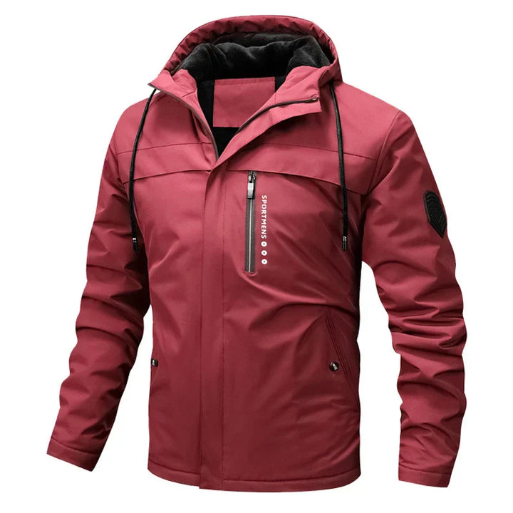 Levoire | Veste D'Hiver Pour Hommes Avec Capuche Et Polaire Rouge