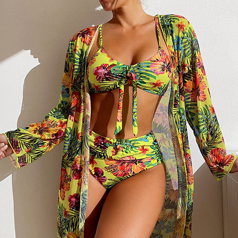 Levoire | Bikini floral chic Jaune fluorescent
