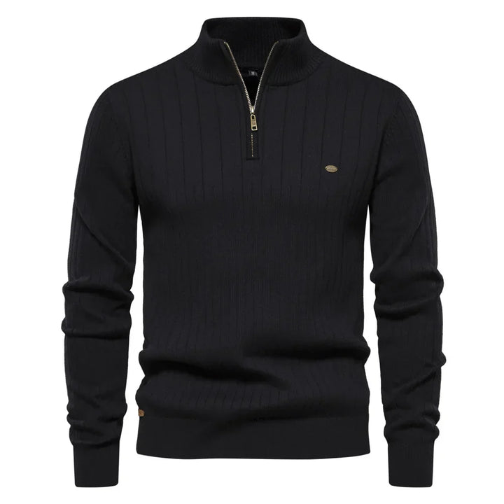 Levoire | Pull Homme Tendance Avec Col Haut Et Fermeture Éclair Noir