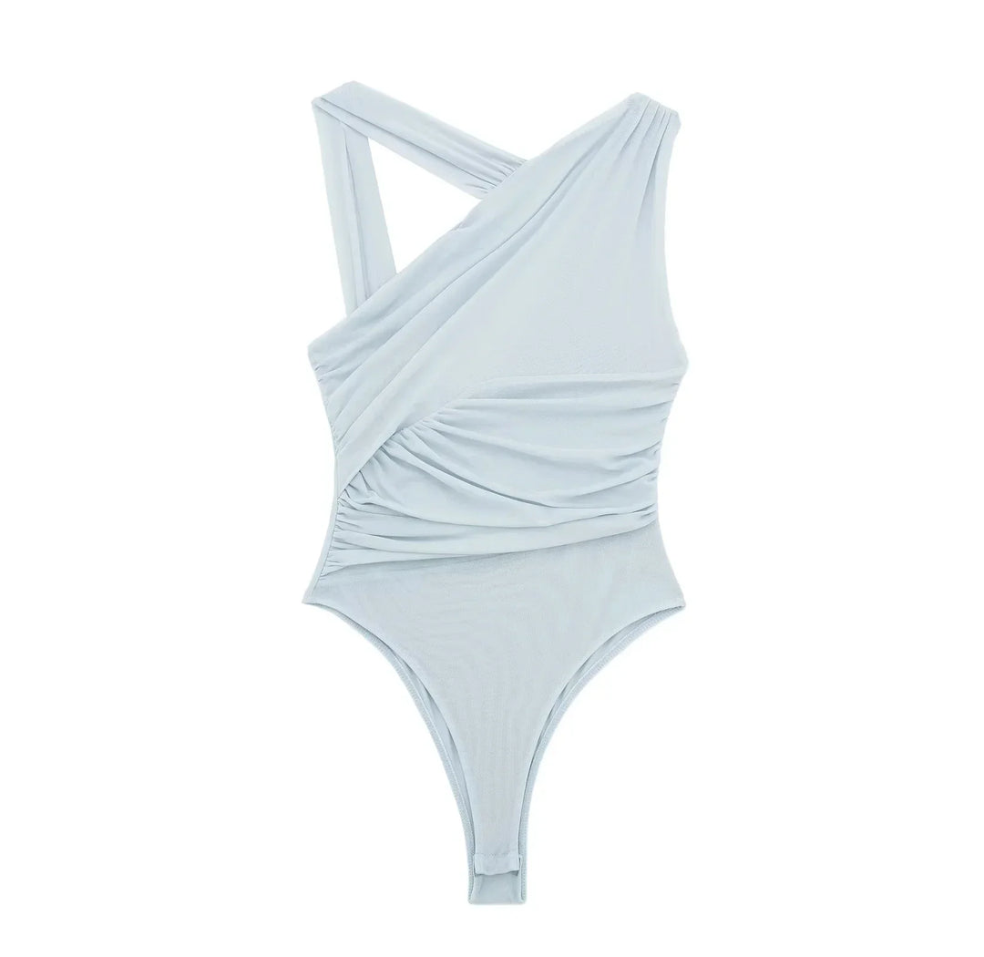 Levoire | Body Sans Manches Été Ajusté Imprimé Pour Femmes Bleu clair